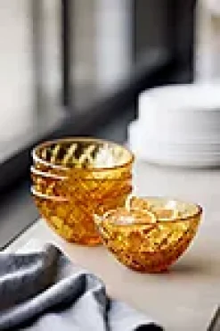 SKÅL SORRENTO 12CM 4STK AMBER GLASS