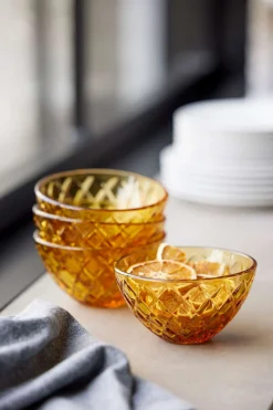 SKÅL SORRENTO 12CM 4STK AMBER GLASS