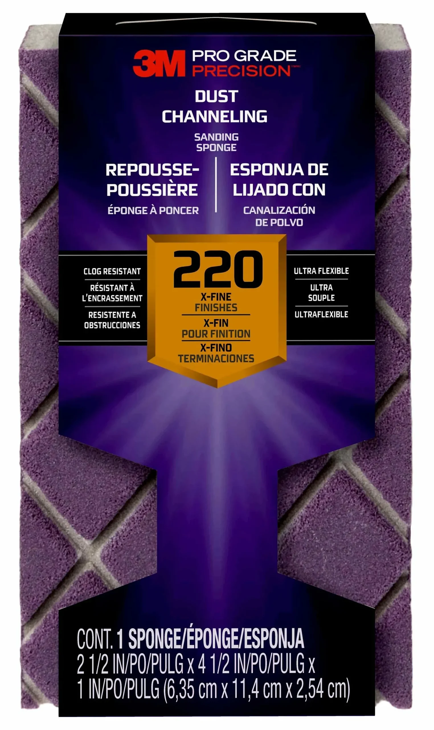 Slipesvamp PRO GRADE 220 ekstra fin korning 11,4x6,35x2,5cm