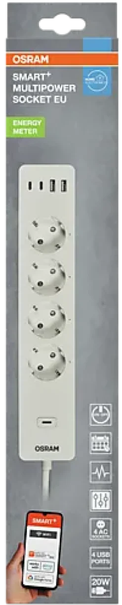 Smart Forgreiner 4-Veis M/4X Usb-A/C wifi Inne Ip20 Hvit