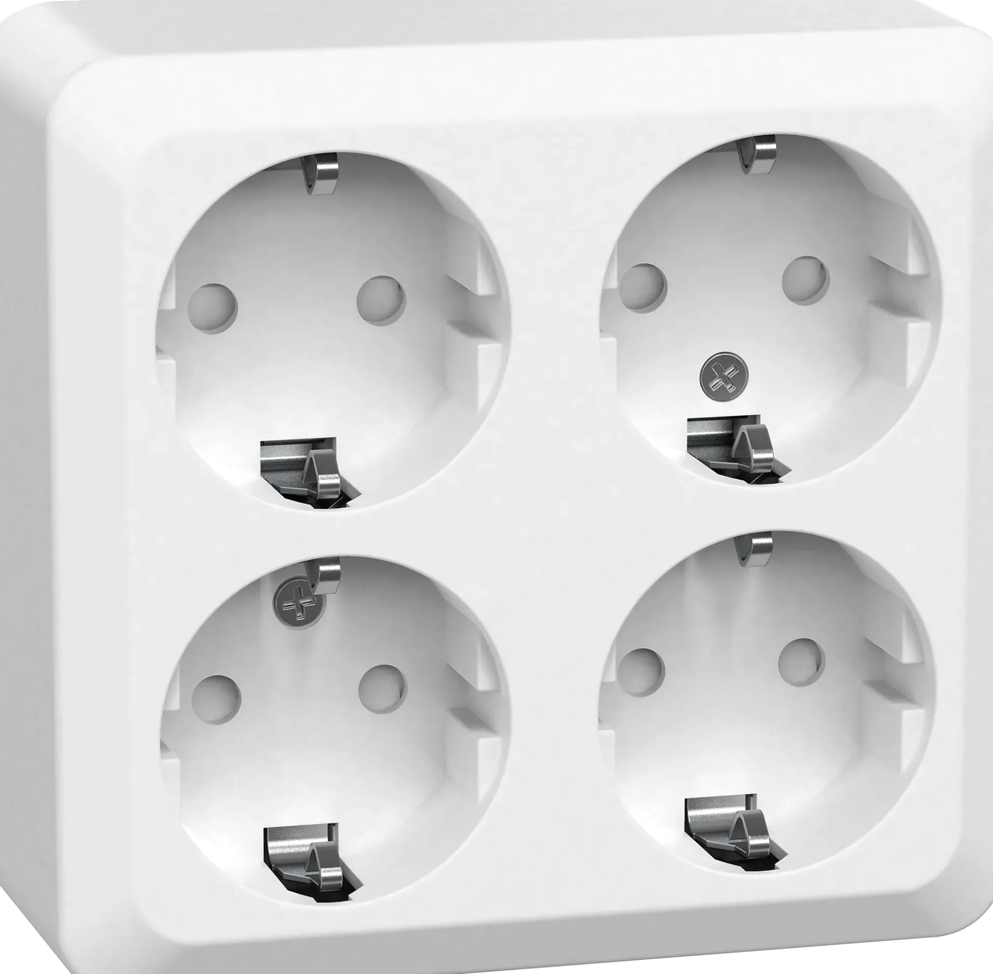 Stikkontakt 4-veis utenpåliggende Connect 2 Home med jord hvit
