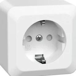Stikkontakt 1-veis utenpåliggende Connect 2 Home med jord hvit