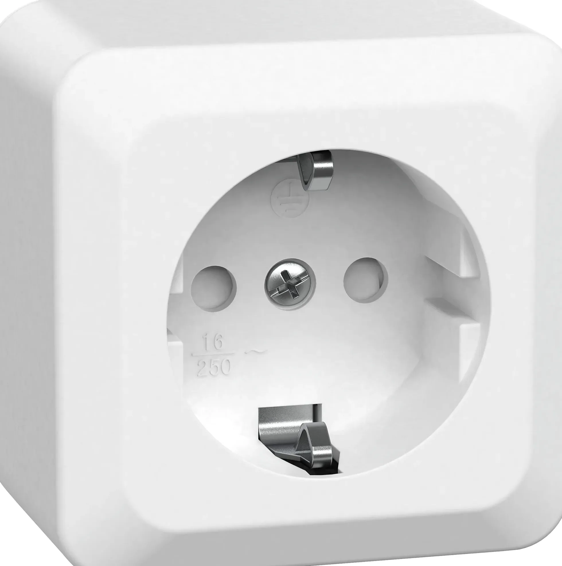 Stikkontakt 1-veis utenpåliggende Connect 2 Home med jord hvit