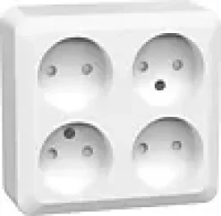 Stikkontakt 4-veis utenpåliggende Connect 2 Home uten jord hvit