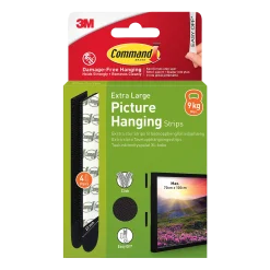 Strips for oppheng av bilder sort ekstra stor 4 par/8 strips